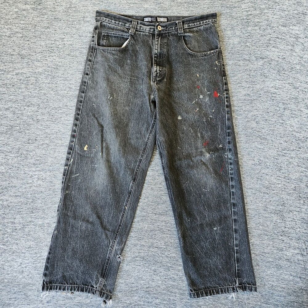 Southpole Jeans Mens 36 Gray Baggy Skater Y2K Vintage 90s Style Pants Distressed